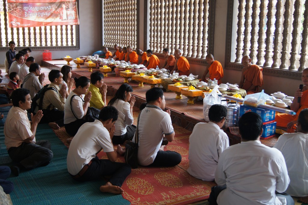 Alms offered to monks