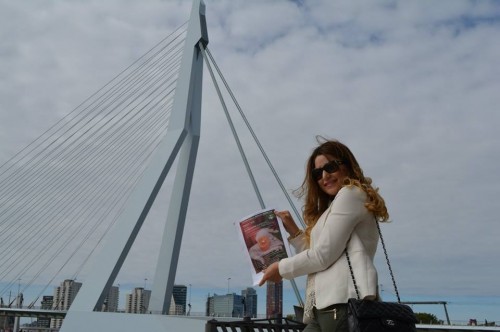 Pawan Rauf in front of the Erasmusbrug in Rotterdam, the Netherlands.