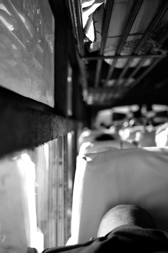 Justicemaker Peter catches some rest on the way to the court house in Oyugis