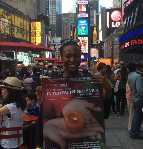 Former IBJ staff Jamila Justine Willis at Times Square, New York City 