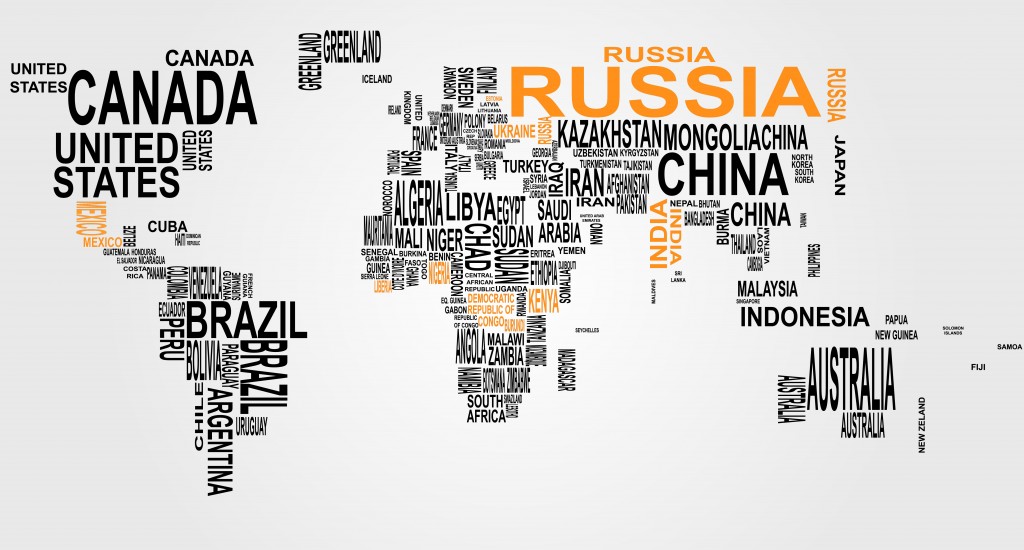world map with country name