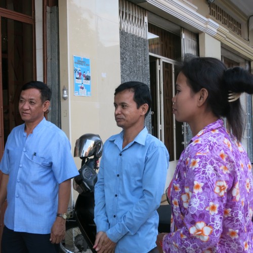 From left to right: Mr. Ouk Vandeth (IBJ country director), Sophal and his wife Thea.