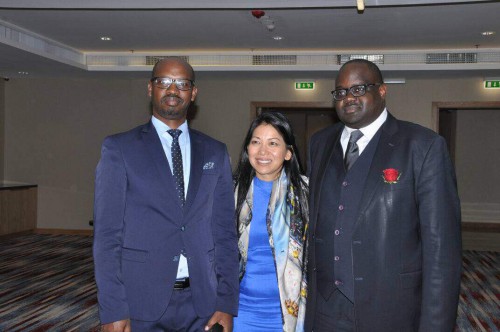 IBJ's Founder and CEO, Karen Tse, with RBJ Country Manager John Bosco Bugingo and President of the Rwanda Bar Association Julien- Gustave Kavaruganda 